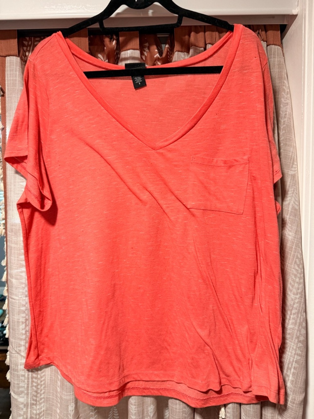 Torrid V-Neck Pocket Tee in Coral Pink